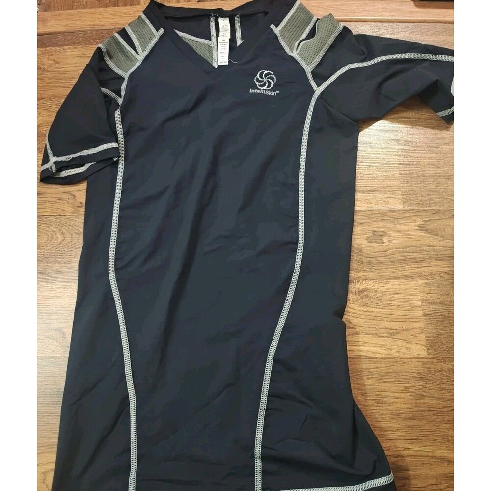 IntelliSkin Shirt Top Mens Large Black Posture Compression Tee Athletic Made USA